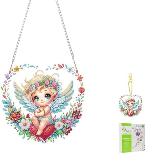Cupid Diamond Painting Double-Sided Hanging Ornament Set, DIY Irregular Shaped Rhinestone Window Decoration Set