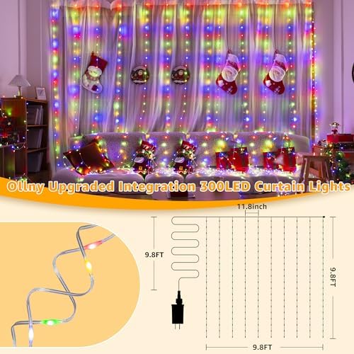 Curtain Lights 300 LED 9.8FT x 9.8FT, Connectable IP67 Waterproof in Multicolored, alternate view 4