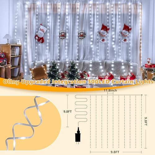 Curtain Lights 300LED 9.8ftx9.8ft, Connectable IP67 Waterproof, alternate view 2