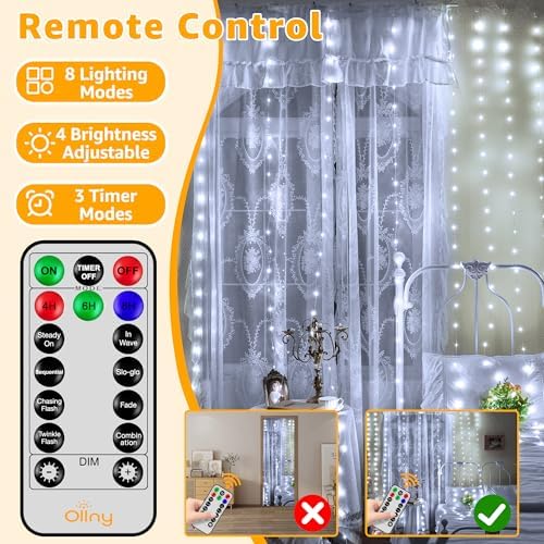 Curtain Lights 300LED 9.8ftx9.8ft, Connectable IP67 Waterproof, alternate view 5