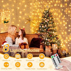 Curtain Lights 6.6x6.6ft, 200 LED String Lights with Remote 8 Modes Dimmable Timer, USB Power Fairy Light for, alternate view