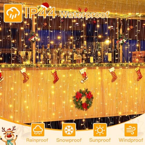 Curtain Lights 6.6x6.6ft, 200 LED String Lights with Remote 8 Modes Dimmable Timer, USB Power Fairy Light for, alternate view