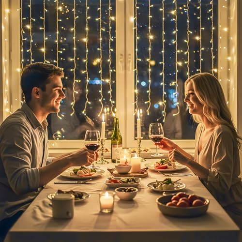 Curtain Lights for Bedroom, 150 Led Hanging String Light Outdoor, Fairy Curtain Lights Indoor for Christmas, alternate view 5