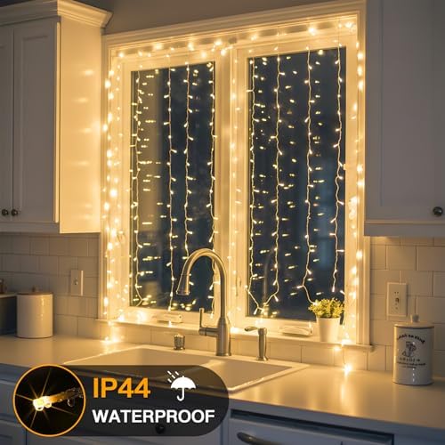 Curtain Lights for Bedroom, 150 Led Hanging String Light Outdoor, Fairy Curtain Lights Indoor for Christmas, alternate view 6