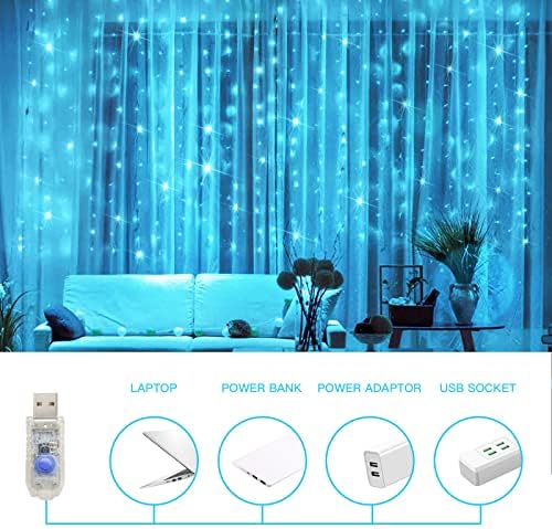 Curtain Lights for Bedroom, 200 Led 6.5ft x 6.5ft Hanging String Lights Outdoor, Fairy Curtain Lights for, alternate view 5
