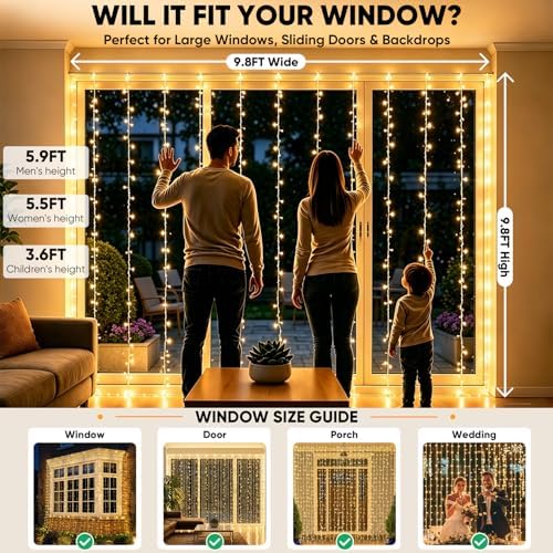 Curtain Lights for Bedroom, 300 Led 9.8x9.8ft Curtain Lights for Backdrop, Curtain String Lights for Christmas, alternate