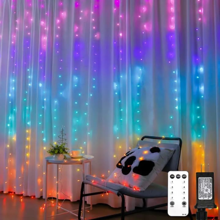 Curtain Lights for Bedroom, 320 Led 9.8ft x9.8ft Hanging String Lights Indoor, Curtain String Lights for