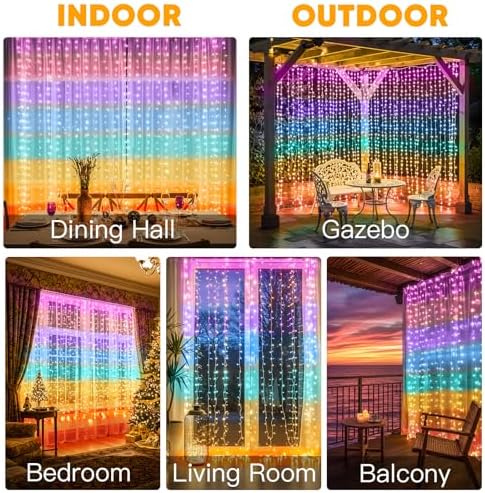 Curtain Lights for Bedroom, 320 Led 9.8ft x9.8ft Hanging String Lights Indoor, Curtain String Lights for, alternate view 2