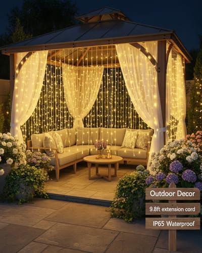 Curtain Lights for Bedroom & Romantic Decor - 300 LED Fairy String Lights with Remote, 8 Modes Timer, USB Plug, alternate