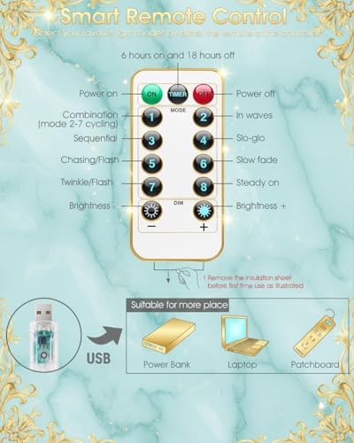 Curtain Lights for Bedroom & Romantic Decor - 300 LED Fairy String Lights with Remote, 8 Modes Timer, USB Plug, alternate