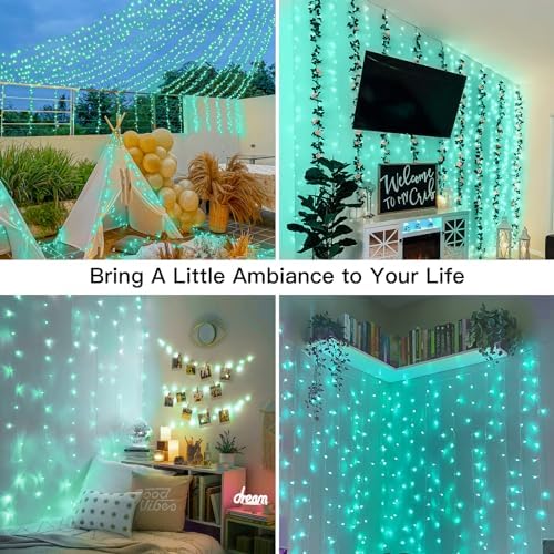 Curtain Lights for Christmas, 200 Led 6.5ft x 6.5ft Hanging String Lights Outdoor, Fairy Curtain Lights for, alternate view 2