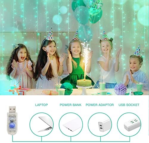 Curtain Lights for Christmas, 200 Led 6.5ft x 6.5ft Hanging String Lights Outdoor, Fairy Curtain Lights for, alternate view 4