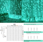 Curtain Lights for Christmas, 200 Led 6.5ft x 6.5ft Hanging String Lights Outdoor, Fairy Curtain Lights for, alternate view 6