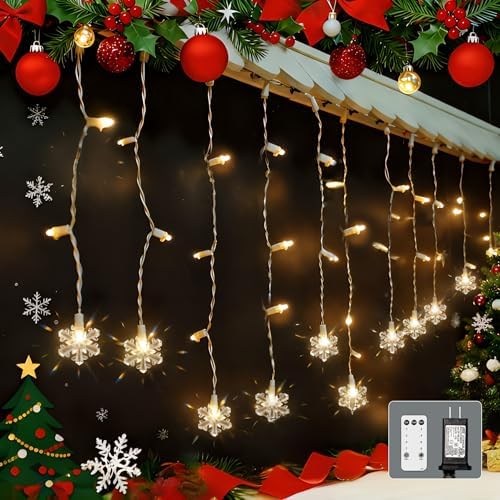 Curtain Lights Icicle Christmas Lights 180L Remote Control&8 Modes
