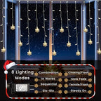 Curtain Lights Icicle Christmas Lights 180L Remote Control&8 Modes, alternate view 5