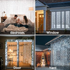 Curtain Lights Outdoor, 300 Led 9.8ft x 9.8ft Hanging String Lights for Bedroom, Window, Wall, Wedding, Party, alternate view