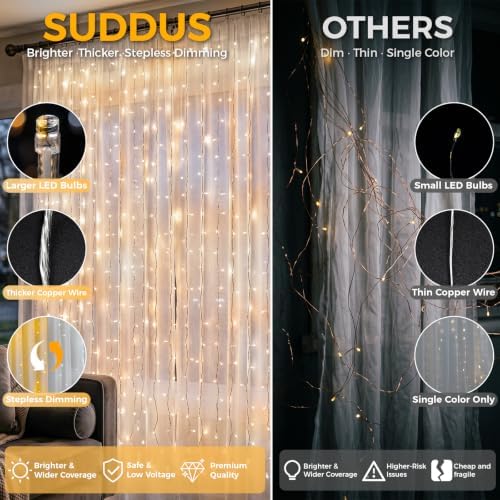 Curtain Lights Outdoor, 450 LED Curtain Lights for Bedroom, Window, Wall, Wedding, Party, Warm White & White in, alternate