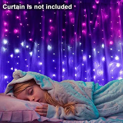 Curtain Lights Pink Purple Ombre Light Up String Curtain for Bedroom Wall Hanging Mermaid Fairy Lights for Teen, alternate