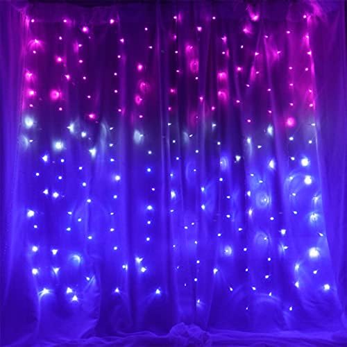 Curtain Lights Pink Purple Ombre Light Up String Curtain for Bedroom Wall Hanging Mermaid Fairy Lights for Teen, alternate