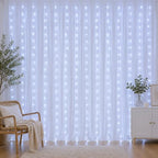 Curtain Lights Plug in, 13FT x 6.5FT Window Icicle Lights, White in White, alternate view 3