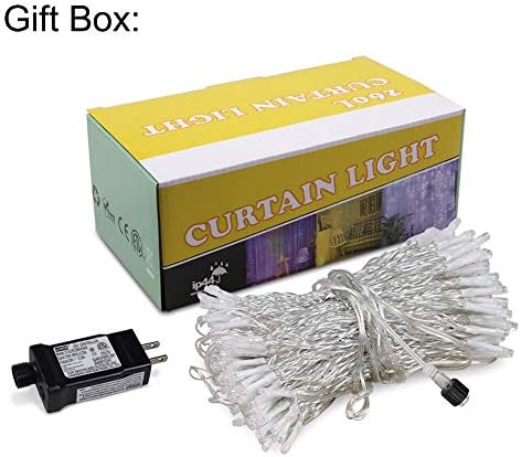 Curtain Lights Plug in, 13FT x 6.5FT Window Icicle Lights, White in White, alternate view 6