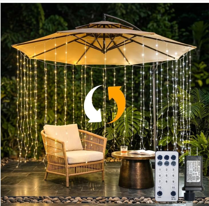 Curtain Lights Untangled,450 LED Hanging Lights with Hooks, Waterproof Window Lights for Christmas, Dorm, Wall