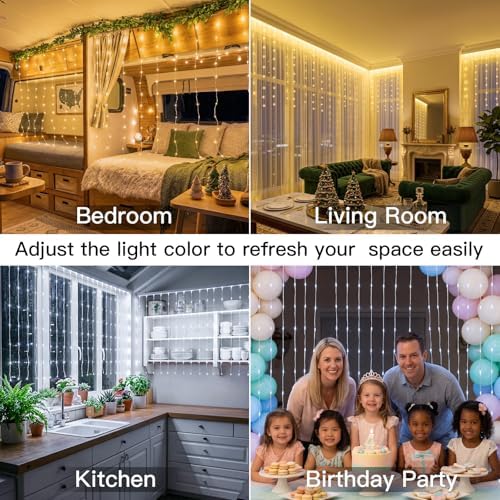 Curtain Lights Untangled,450 LED Hanging Lights with Hooks, Waterproof Window Lights for Christmas, Dorm, Wall, alternate