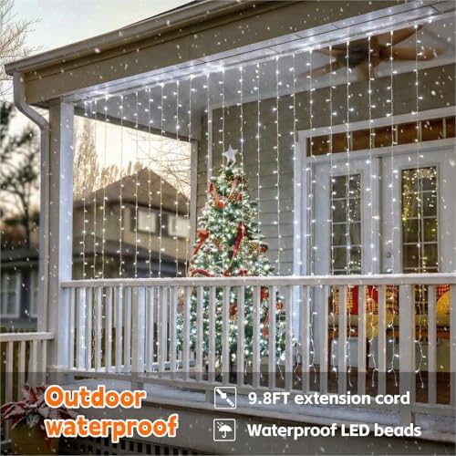 Curtain String Light, 200LED 6.6x6.6ft, Remote & 8 Modes, USB in 6.6x6.6ft, alternate view 6