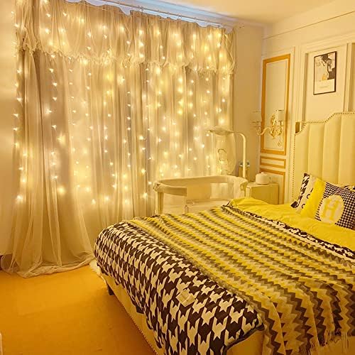 Curtain String Lights, 300 LED 9.8ft x9.8ft Warm White Fairy Lights with 8 Lighting Modes, Waterproof Lights for, alternate