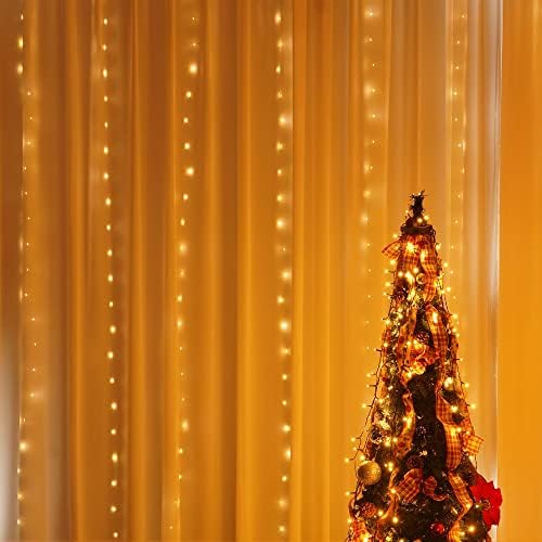 Curtain String Lights, 300 LED 9.8ft x9.8ft Warm White Fairy Lights with 8 Lighting Modes, Waterproof Lights for, alternate