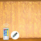 Curtain String Lights, 300 LED 9.8ft x9.8ft Warm White Fairy Lights with 8 Lighting Modes, Waterproof Lights for, alternate