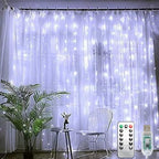 Curtain String Lights, 300 LED Fairy Lights with 8 Light Modes, 9.8x9.8Ft Remote Controlled Plug-in Fairy String