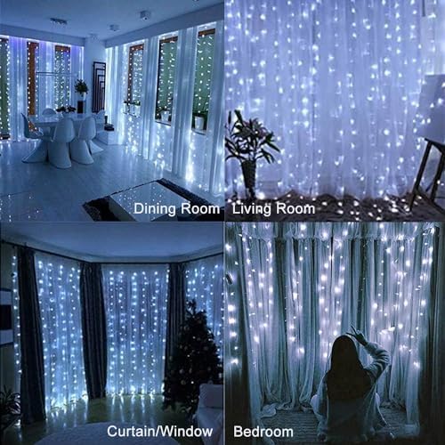 Curtain String Lights, 300 LED Fairy Lights with 8 Light Modes, 9.8x9.8Ft Remote Controlled Plug-in Fairy String, alternate