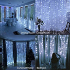 Curtain String Lights, 300 LED Fairy Lights with 8 Light Modes, 9.8x9.8Ft Remote Controlled Plug-in Fairy String, alternate