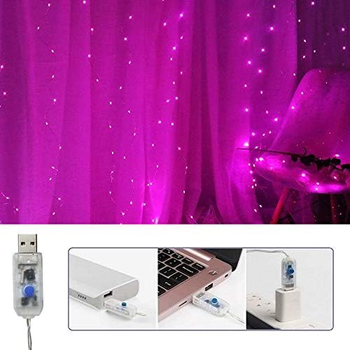 Curtain String Lights Indoor, 300 LED Twinkle Lights with Remote Timer USB Power 8 Modes Pink Fairy Lights for, alternate