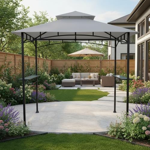Custom Fit Replacement Canopy Top Cover Compatible with Aldi Gardenline Belavi 8' x 5' Grill Gazebo - Slate Gray, alternate