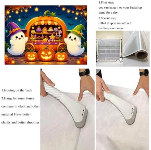 Cute Halloween Ghost Backdrop 8x6ft Kids Trick or Treat Party Photo Banner in 8x6ft in white, alternate view 7