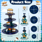 Cute Marshmallow Cupcake Stand, 4 Tiered Birthday Party Decorations in Dark blue, alternate view 3