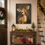 Cute Reindeer Christmas Canvas Wall Art, Red Nosed Reindeer Canvas Prints, alternate view 4