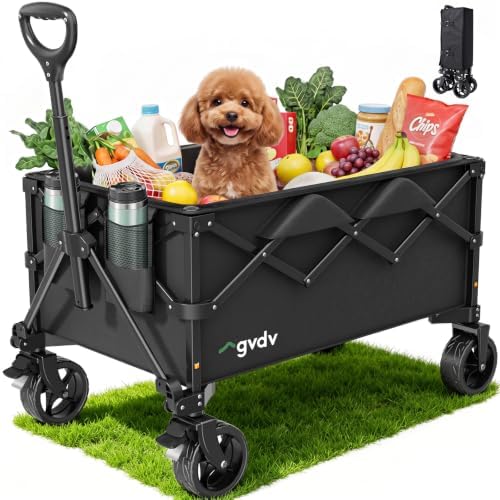 CW35 Wagons Carts Foldable, 42 in Extended Handle Collapsible Wagon