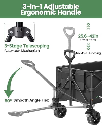 CW35 Wagons Carts Foldable, 42 in Extended Handle Collapsible Wagon, alternate view 6