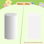 Cylinder Covers Set of 3 White Pedestal Stand Cover Spandex in White, alternate view 4