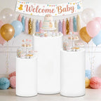 Cylinder Covers Set of 3 White Pedestal Stand Cover Spandex in White, alternate view 7