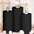 Cylinder Pedestal Stand Covers Set of 3 Black Spandex Cylinder Covers for Parties Cylinder Plinth Stand Cover