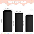 Cylinder Pedestal Stand Covers Set of 3 Black Spandex Cylinder Covers for Parties Cylinder Plinth Stand Cover, alternate view