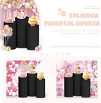 Cylinder Pedestal Stand Covers Set of 3 Black Spandex Cylinder Covers for Parties Cylinder Plinth Stand Cover, alternate view