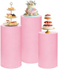 Cylinder Pedestal Stand Covers Set of 3 Spandex Display Pedestal Covers Round Plinth Pillar Cover for Birthday