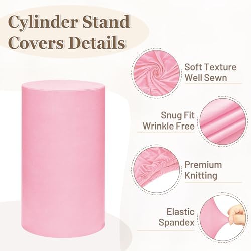 Cylinder Pedestal Stand Covers Set of 3 Spandex Display Pedestal Covers Round Plinth Pillar Cover for Birthday, alternate