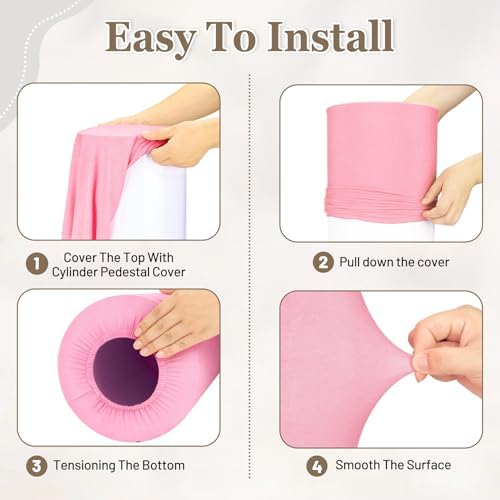 Cylinder Pedestal Stand Covers Set of 3 Spandex Display Pedestal Covers Round Plinth Pillar Cover for Birthday, alternate