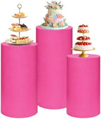 Cylinder Pedestal Stand Covers Set of 3 Spandex Display Pedestal Covers Round Plinth Pillar Cover for Birthday
